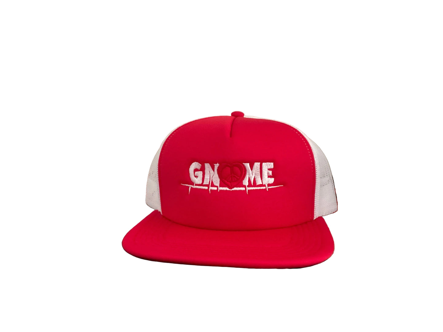 Red and white embroidered Gnome logo Hat